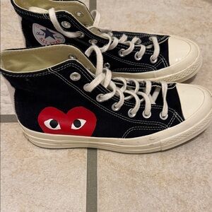 Black and Red Kids High-Top Sneakers